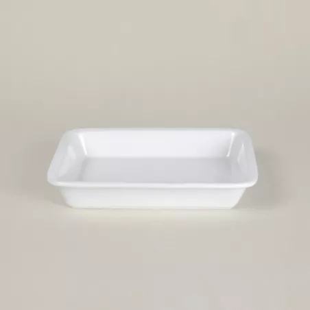 FUENTE BUFFET 28*22 EURODRA 01S0081 rectangular de cerámica blanca con acabado brillante y bordes suaves