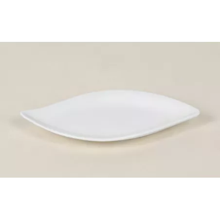 FUENTE ONDEADO 20*11 MODERNA EURODRA de cerámica blanca con diseño elegante y acabado suave para servir platos.