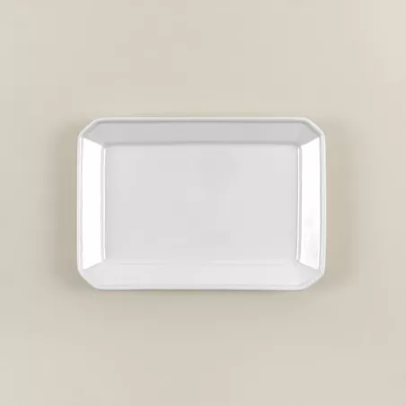 FUENTE MOSTRADOR 32*22 EURODRA 01S0072 rectangular de cerámica blanca con acabado brillante y bordes angulados
