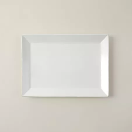 Fuente Rect. 20*13 Eurodra 01S1268 de cerámica blanca, diseño rectangular y acabado brillante ideal para servir.