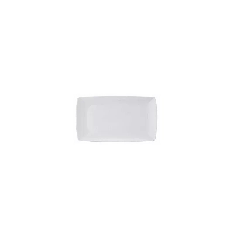 Fuente rect. cuadrado Carre 32x20 de cerámica blanca, diseño elegante y acabado liso ideal para presentar alimentos.