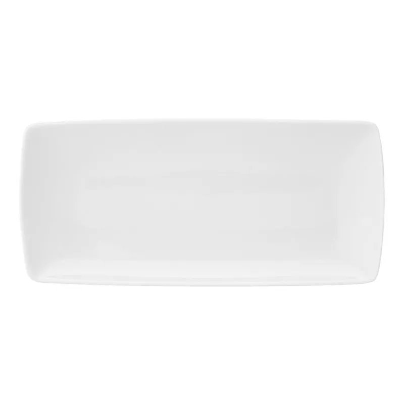 FUENTE BAGUETE CARRE 32X14.5 porcelana blanca con diseño rectangular y bordes suaves ideal para servir alimentos.