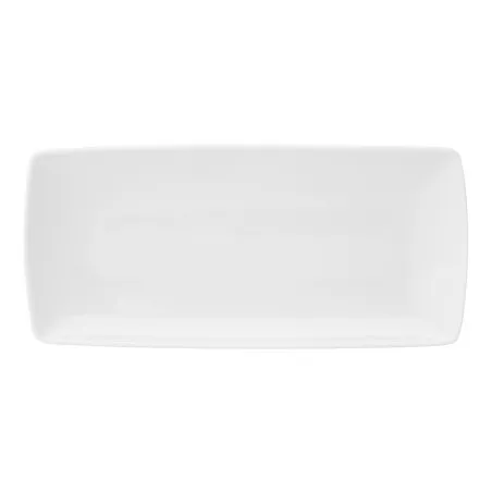 FUENTE BAGUETE CARRE 32X14.5 porcelana blanca con diseño rectangular y bordes suaves ideal para servir alimentos.