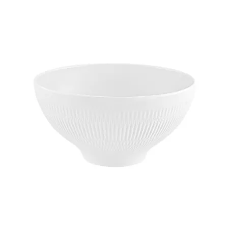 ENSALADERA 22 CM. UTOPIA blanca de cerámica con diseño acanalado y acabado mate ideal para ensaladas y postres.