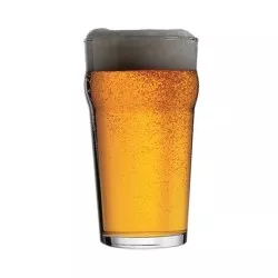 VASO NONIX 58 CERVEZA de vidrio transparente con diseño tubular y capacidad para 570ml, ideal para cervezas