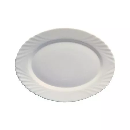 FUENTE 22 OVAL EBRO BORMIOLI ROCCO 8159119 blanca de cerámica ovalada con diseño elegante y acabado brillante.