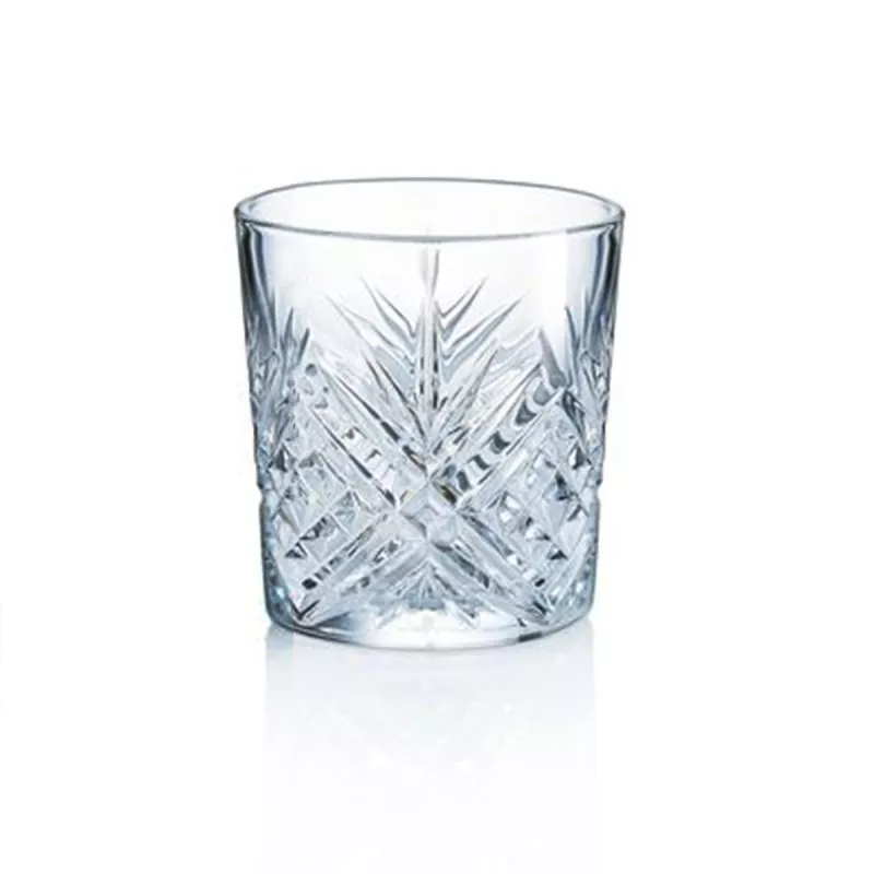 VASO EUGENE 30 CL de cristal transparente con diseño tallado a mano y acabado brillante ideal para bebidas.
