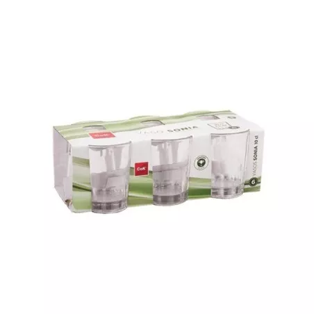 VASO SONIA 10 CL. COK ALAR diseño transparente con acabado brillante, resistente y apto para uso en hogar o bar.