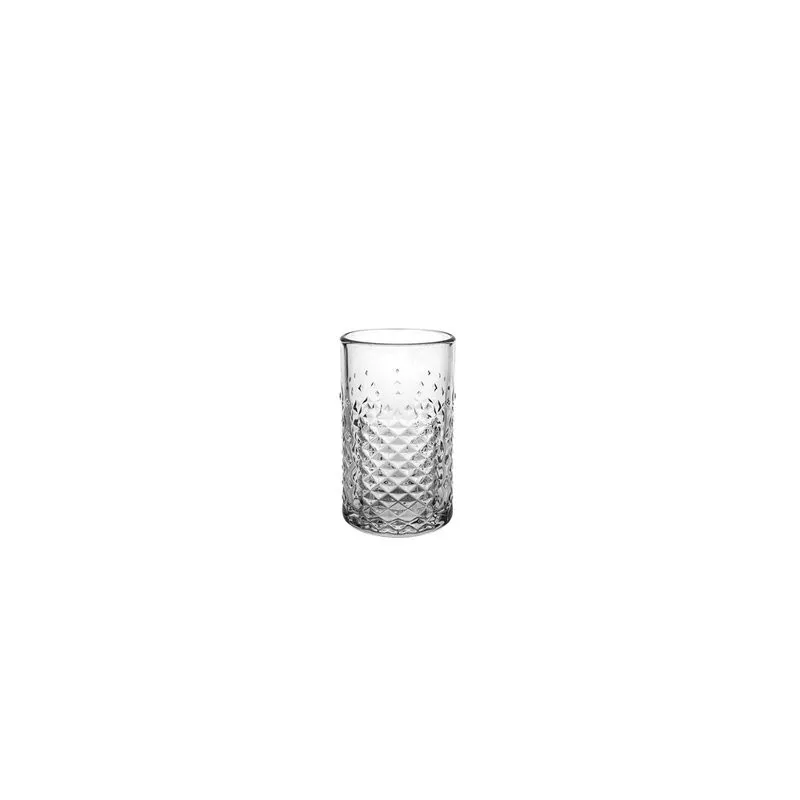 VASO AMBAR ALTO 45 CL COK ALAR de vidrio con diseño facetado, acabado elegante y color ámbar traslúcido.