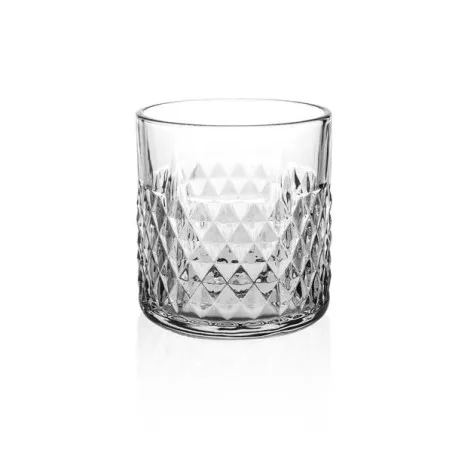 VASO ONIX 39 CL COK ALAR de vidrio transparente con diseño facetado y acabado brillante para bebidas elegantes.