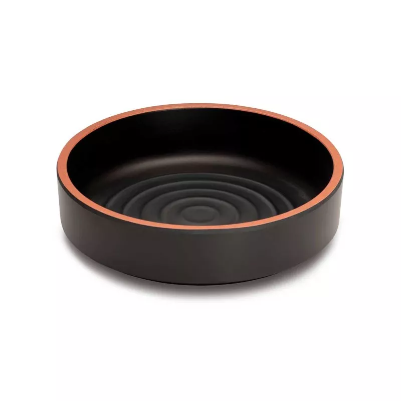 BOL TERRACOTA 20,5 CM P22704 color negro con borde terracota, diseño circular y acabado mate.