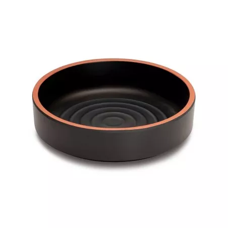 BOL TERRACOTA 20,5 CM P22704 color negro con borde terracota, diseño circular y acabado mate.
