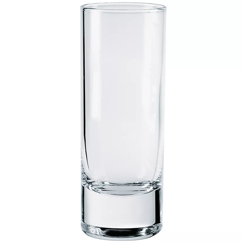 VASO BORGONOVO VODKA SHOT 6CL. V11106022 de vidrio transparente, diseño elegante y base robusta, ideal para bebidas.