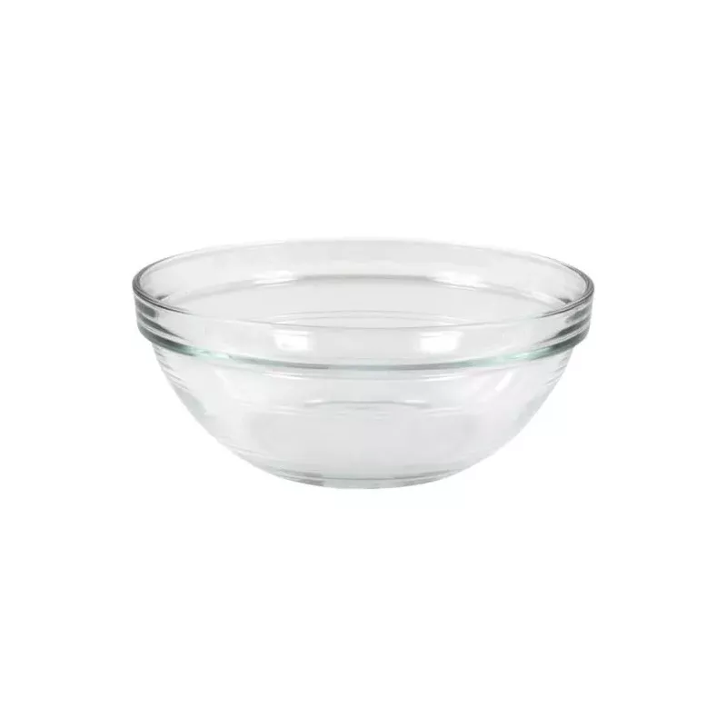 ENSALADERA 17 CM. 970CC APILABLES LYS T55-2026AF de vidrio transparente, diseño moderno y apilable para fácil almacenamiento