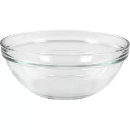 ENSALADERA 17 CM. 970CC APILABLES LYS T55-2026AF de vidrio transparente, diseño moderno y apilable para fácil almacenamiento