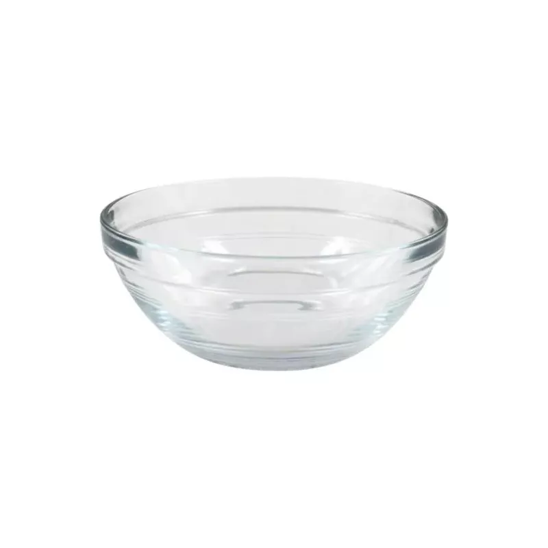 BOL 14 CM. APILABLES LYS TRANSP. T54-2025AF de vidrio transparente con diseño apilable y acabado liso.