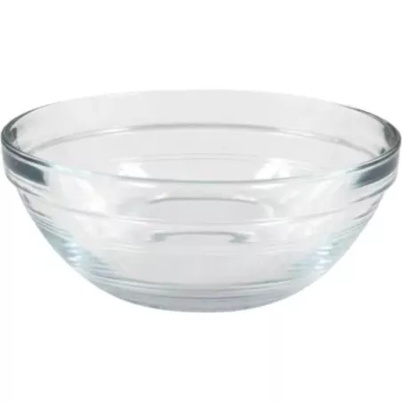 BOL 14 CM. APILABLES LYS TRANSP. T54-2025AF de vidrio transparente con diseño apilable y acabado liso.