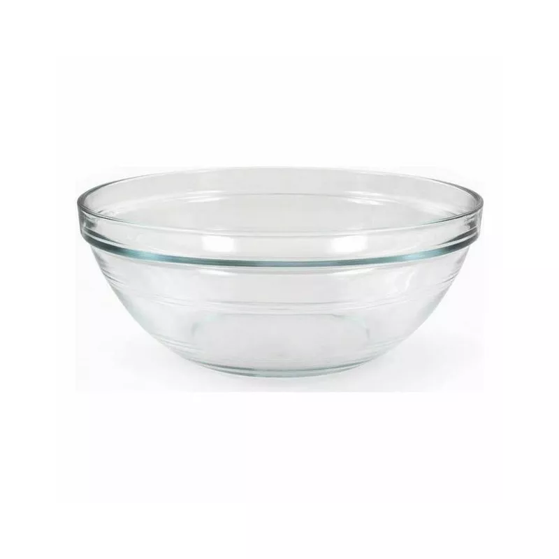 ENSALADERA 23 CM. APILABLES LYS T57-2028AFD de vidrio transparente, diseño moderno y apilable, ideal para servir ensaladas.