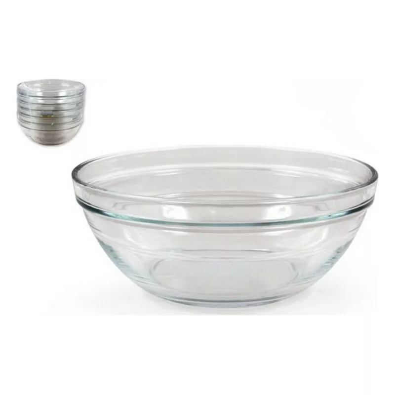 ENSALADERA 20 CM. APILABLES LYS T56-2027AFC de vidrio transparente, diseño apilable y acabado pulido ideal para servir.