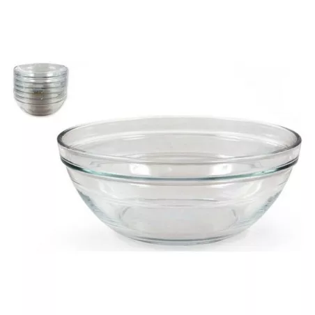 ENSALADERA 20 CM. APILABLES LYS T56-2027AFC de vidrio transparente, diseño apilable y acabado pulido ideal para servir.