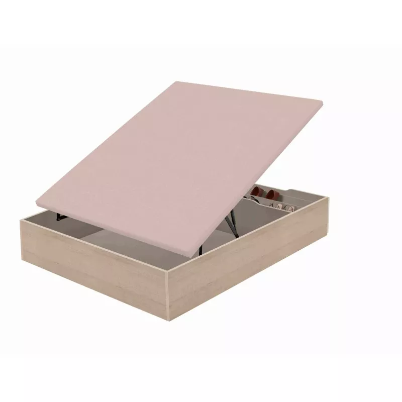 Canapé abatible zapatero Flex 135x190 en madera, tapa 3D rosa y almacenamiento práctico.
