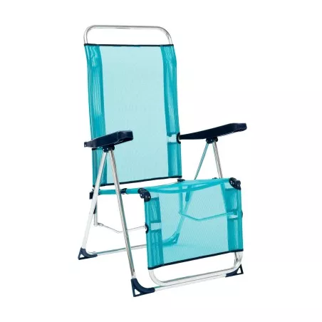 Hamaca relax Alco 480ALF-0030 plegable de tela azul turquesa con estructura de aluminio y diseño ergonómico.
