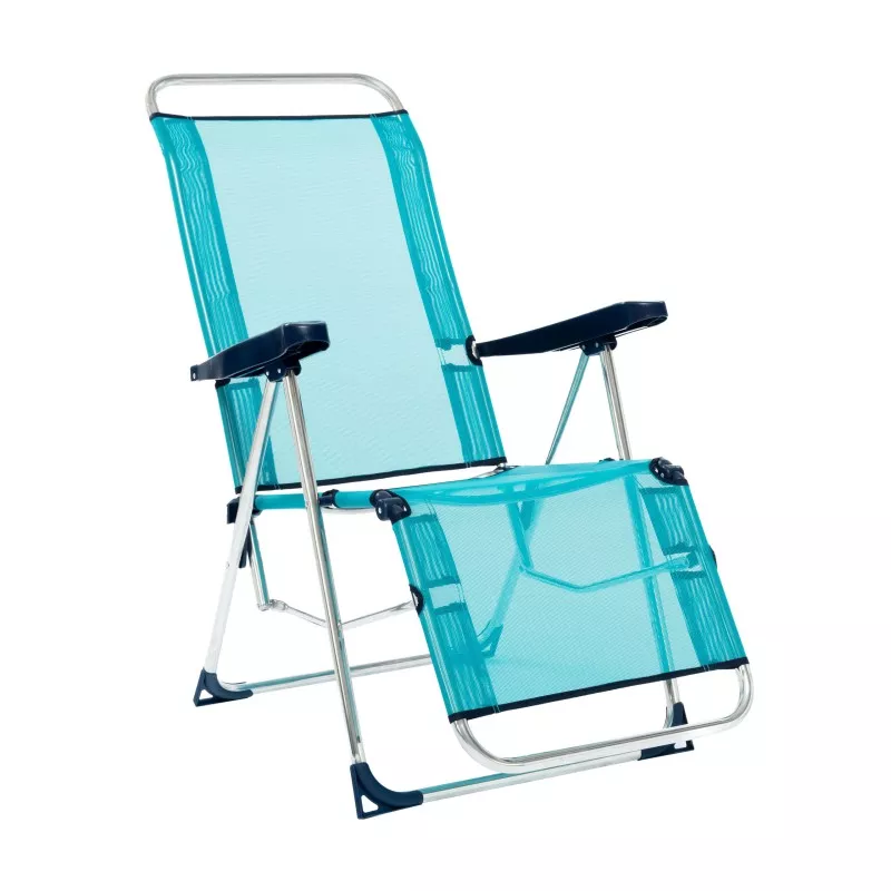 Hamaca relax Alco 480ALF-0030 plegable azul turquesa con estructura de aluminio y diseño ergonómico.