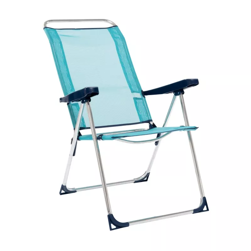 Tumbona playa Alco 470ALF-0030 plegable azul de diseño ergonómico con estructura metálica y tejido resistente al agua.