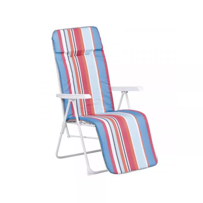 Sillón relax ALCO 243B-2101 en acero acolchado de 3 cm con diseño de rayas en tonos azul y rojo