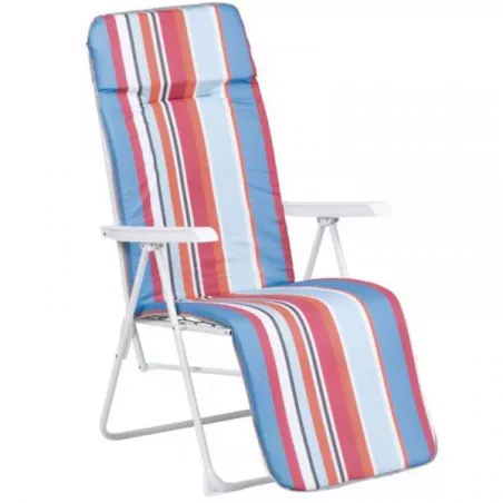 Sillón relax ALCO 243B-2101 en acero acolchado de 3 cm con diseño de rayas en tonos azul y rojo