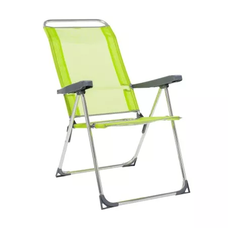 Tumbona playa Alco 470ALF-2424 plegable verde con estructura de acero y tejido transpirable para uso exterior.