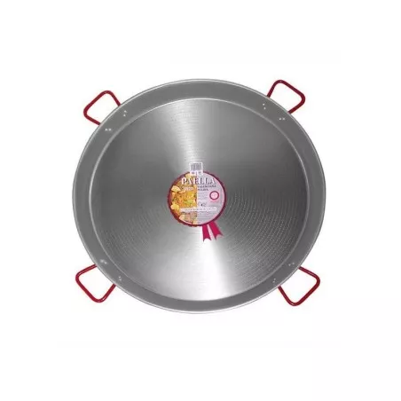 PAELLERA 130 HIERRO GARCIMA 200 RACIONES de acero inoxidable con asas rojas y diseño redondo ideal para comidas grandes