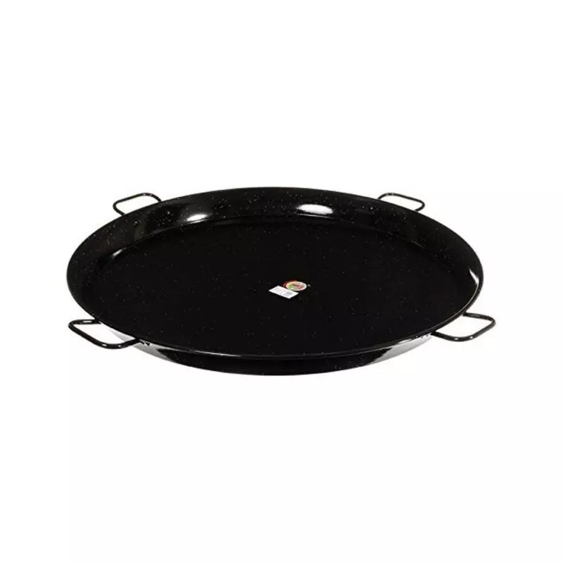 Paellera 80 esmaltada Garcima en color negro, material de acero, diseño redondo con asas para fácil manejo.
