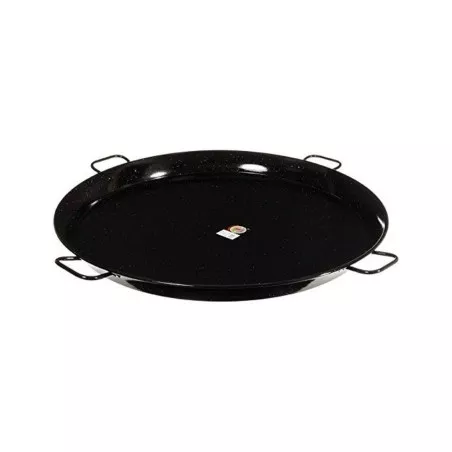 Paellera 80 esmaltada Garcima en color negro, material de acero, diseño redondo con asas para fácil manejo.