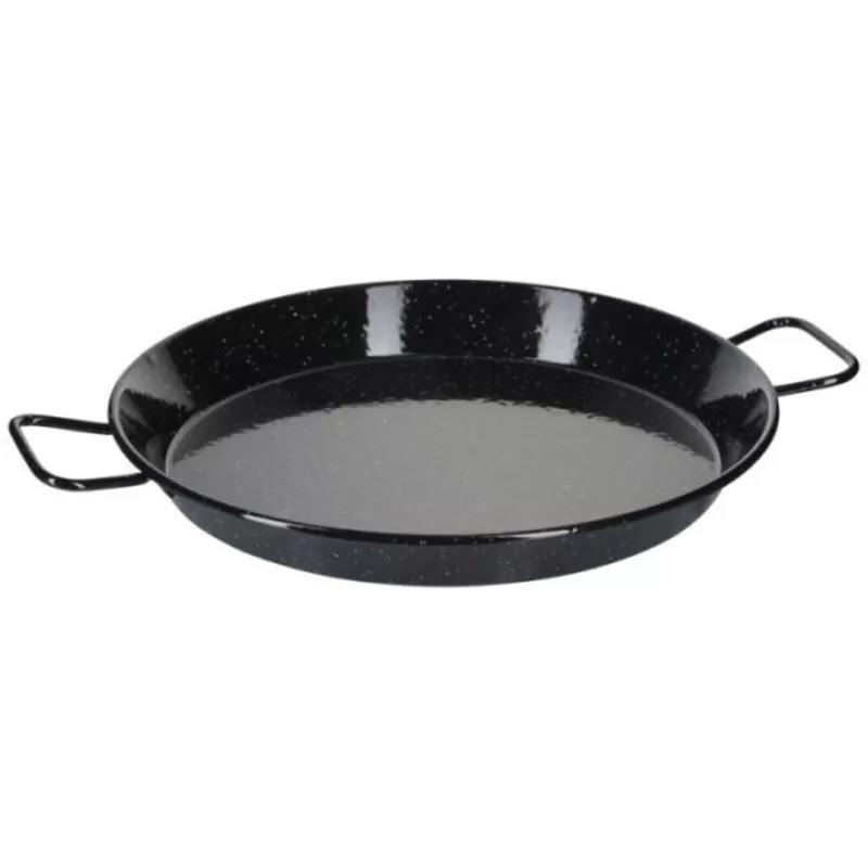 Paellera 15 esmaltada Garcima de color negro, material resistente con acabado liso, ideal para preparar paellas.