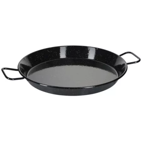 Paellera 15 esmaltada Garcima de color negro, material resistente con acabado liso, ideal para preparar paellas.