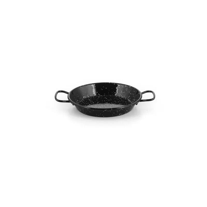 PAELLERA 15 ESMALTADA GARCIMA de color negro con acabado brillante y diseño tradicional, ideal para preparar paellas.