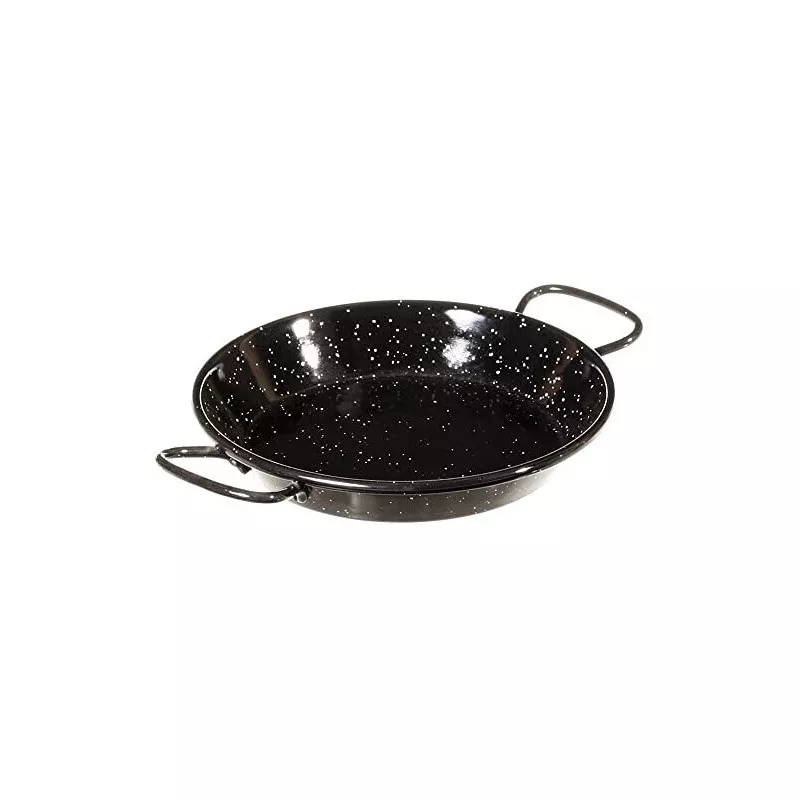 PAELLERA 15 ESMALTADA GARCIMA negra con acabado brillante y diseño tradicional para preparar paellas.