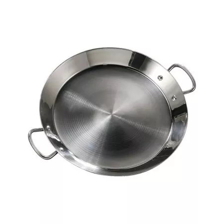 Paellera 40 Guison Inox Garcima 74040 de acero inoxidable con acabado brillo y asas para facilitar el manejo