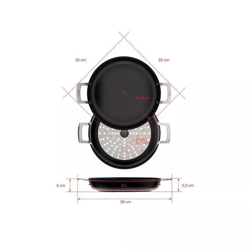 Paellera 30 Valira Aire 4672/25 Ind de aluminio negro con asas ergonómicas y diseño antiadherente.