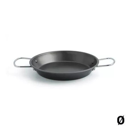 Paellera Senia Quid 32 5 R.7559018 de acero inoxidable negro con asas para cocinar paellas perfectamente.
