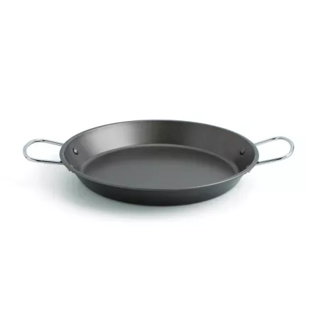 Paellera Senia QUID 34 6 R.7559019 de acero con acabado antiadherente y asas de acero inoxidable, color negro.