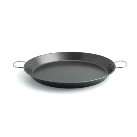 PAELLERA SENIA QUID 42 10 R.7559021 de acero antiadherente en color negro con asas y diseño plano para paella.