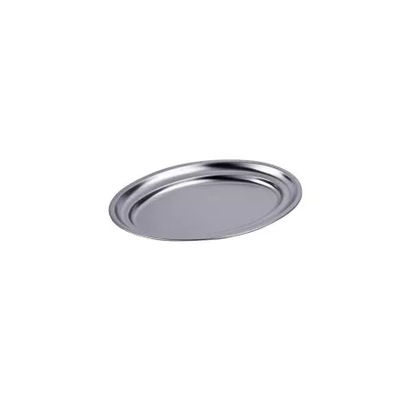 FUENTE OVAL 40 B/VUELTO INOXIBAR 59076 de acero inoxidable con acabado brillante y diseño ovalado elegante.