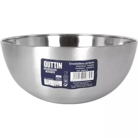 BOL ACERO QUTTIN COCRODILE 24 CM 998018 brillante en acero inoxidable, diseño elegante y formato amplio para ensaladas.
