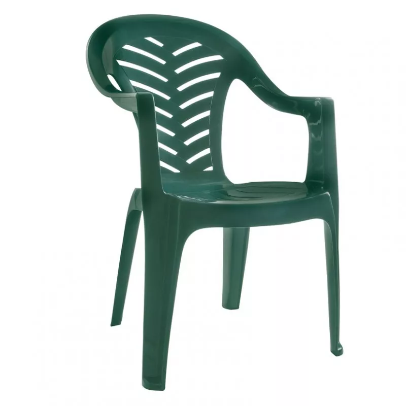 SILLON CAPISA PALMA VERDE-2 de plástico verde, diseño ergonómico y apilable ideal para exteriores.