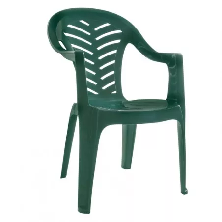 SILLON CAPISA PALMA VERDE-2 de plástico verde, diseño ergonómico y apilable ideal para exteriores.