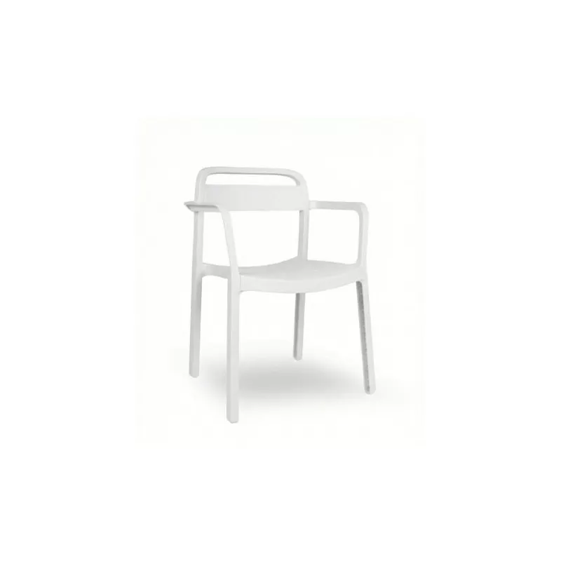 SILLA C/BRAZO JUNE GARBAR BCO 6852 blanca de plástico con diseño moderno y acabado mate, ideal para interiores y exteriores.