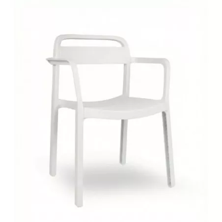 SILLA C/BRAZO JUNE GARBAR BCO 6852 blanca de plástico con diseño moderno y acabado mate, ideal para interiores y exteriores.