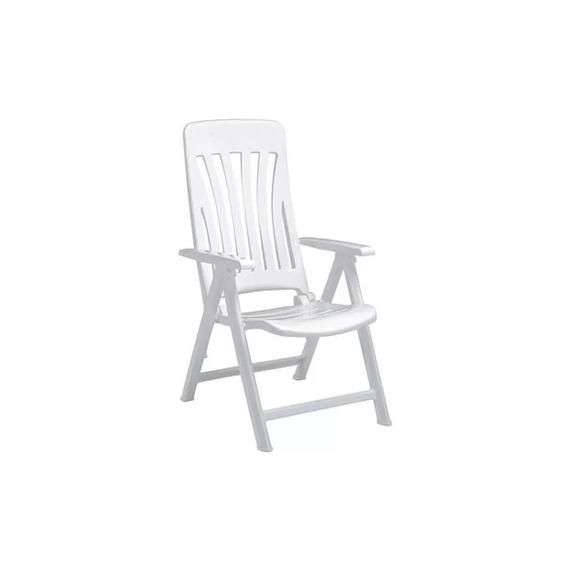 SILLON CAPISA BLANES 5P. BCO apilable, de plástico blanco, con reposabrazos y diseño ergonómico ideal para exteriores.